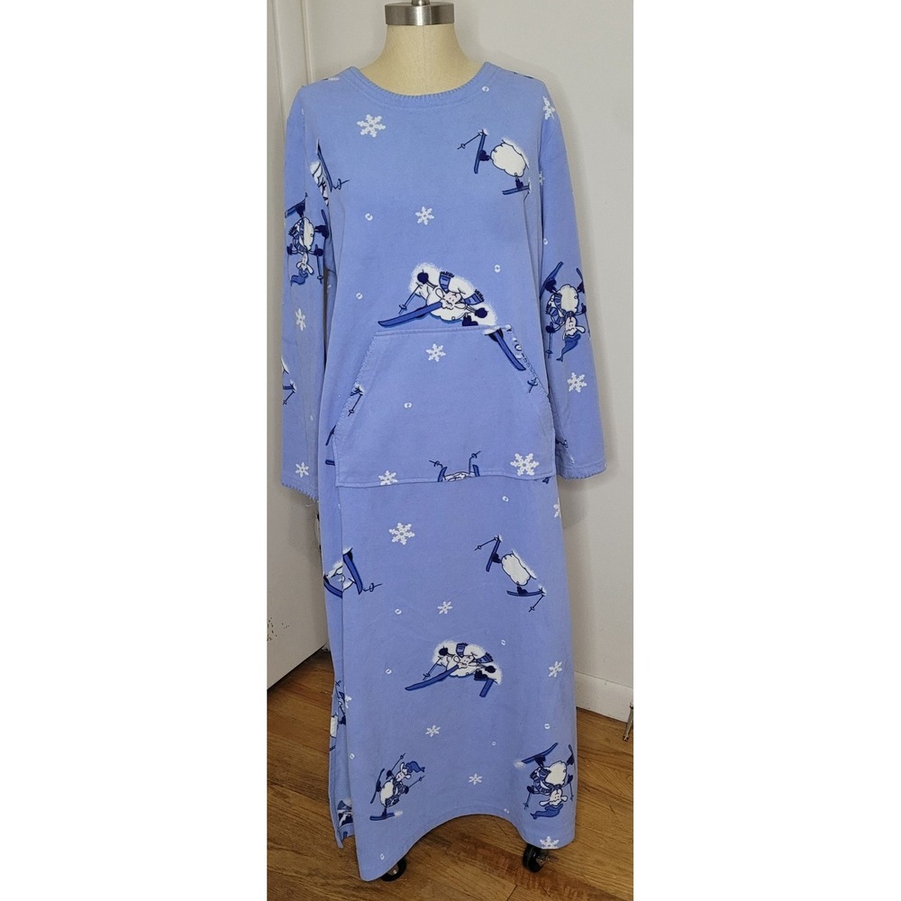Jasmine Rose Gown Women Size L Stretch Sheep on Skis Comfy Lounge‎ Soft Holiday